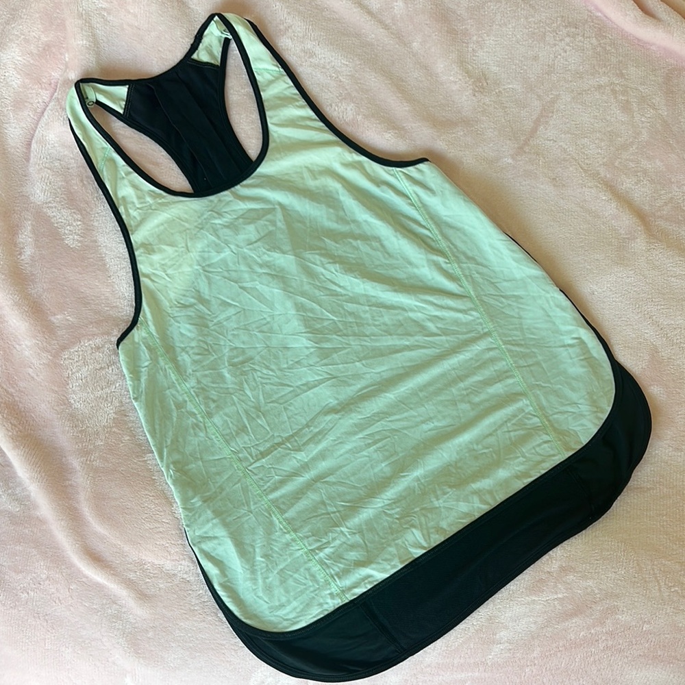 Lululemon Athletica Singlet Green and Black Racerback Tank Top